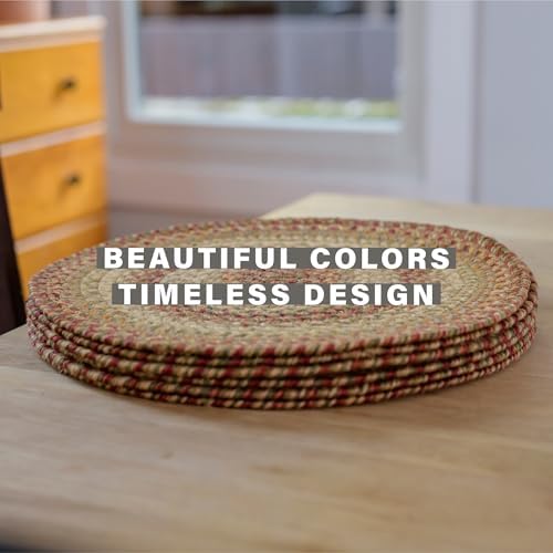 Homespice Harvest Braided Placemats Ideal as Table Mats, Round 15" Set of 2