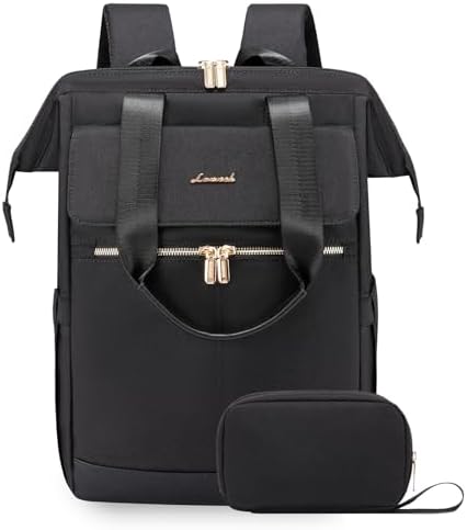 LOVEVOOK 17.3 Inch Laptop Backpack for Women, Large Capacity Travel Backpack with Organizer Bag, Waterproof Carry on Backpack Work Bag with USB Port, Teacher Nurse Backpack Purse, 2PCS, Black