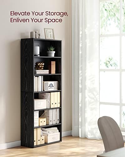 VASAGLE Set of 2 6-Tier Open Bookshelves, Adjustable Storage Shelves