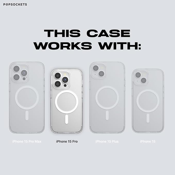 PopSockets iPhone 15 Pro Phone Case with MagSafe, Wireless Charging Compatible, Bookish - Spooky Book Club Clear