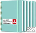 5 Pack Hardcover Spiral Notebooks, 8.3" x 6.3" Lined Journal Set, 100 GSM Bleed-Resistant Paper, 200 Pages Twin-Wire Bound Notebook with Elastic Band & Category Stickers for Office, School