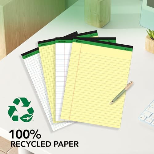 KAISA Yellow Legal Pads 12Pads 600 Sheets Writing Pads Recycled Paper 5"x8" Norrow Ruled Lined Paper Small Legal pad Perforated 50 sheets/pad Notepads Writing Tablet Canary For Office Supplies (Canary 12pads)