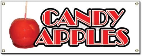 72" Candy Apples Banner Sign Caramel Apple cart Sign Signs