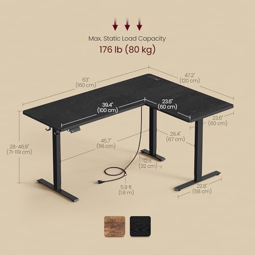 VASAGLE Electric Standing Desk, 63 x 47.2 Inches