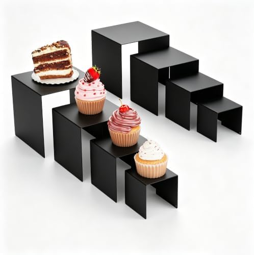 Display Stand & Risers, 8 Pcs Set Metal Rectangular Cupcake Stands
