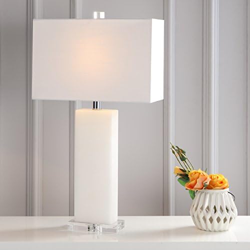 JONATHAN Y Tiggie 27" Alabaster Table Lamp, White Alabaster/Clear
