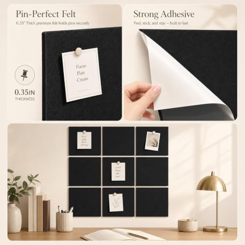 Felt Bulletin Board Tiles, Large Cork Board Alternative,24 x 36 in