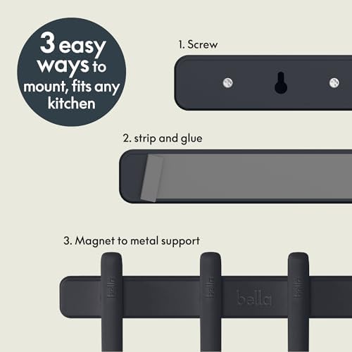 bella 5 Piece Tool Set with Magnetic Rack, Non-toxic, Food-grade, Slate
