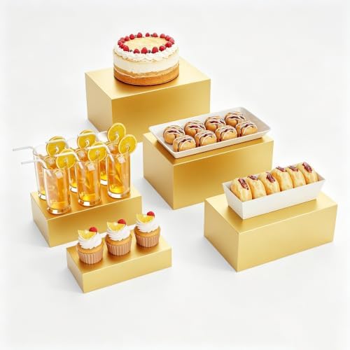 Display Stand, Display Risers - 5 Pcs Metal Rectangle Cake Stand for Buffet