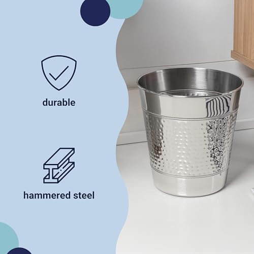 happimess Riley 2 Gal Hammered Steel Bin 10" H, Polished Steel