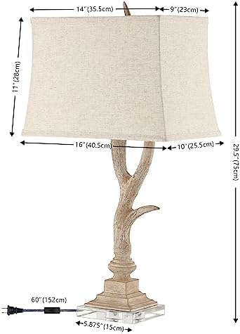 JONATHAN Y Antler 29.5" Rustic Resin Crystal Metal Table Lamp, Beige/Clear