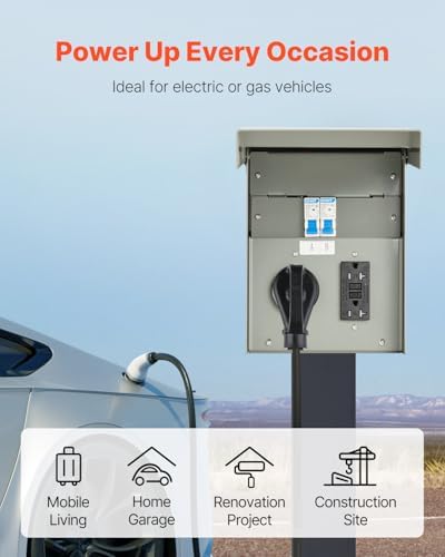 VEVOR Temporary Power Outlet Panel, RV Electrical Breaker Box with Prewired 30 Amp & 20 Amp GFCI Receptacle Circuit, Weatherproof RV Electrical Panel for RV Hookup Camper Travel Trailer Motorhome