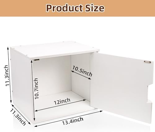 Fasmov Stackable Cube Storage Organizer, Multifunctional Wood Cubby Bookshelf with Door, Easy Assembly DIY Storage Bin, Durable Classic Storage Unit for Bedroom Living Room Office, White