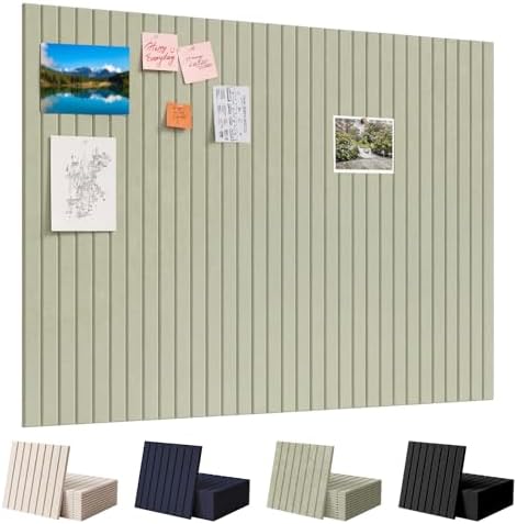 Large Felt Bulletin Board with Self-Adhesive | 12 Pack 48"x36" Cork Board Alternative | Notice Boards with 35 Pushpins, Secure and Easy to Install, Home Office Decor Classroom Decor - Sage Green