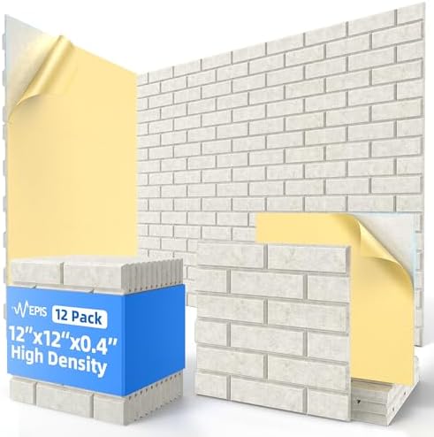 12 Pack Acoustic Panels with Self Adhesive Sound Proof Foam Panels for Wall