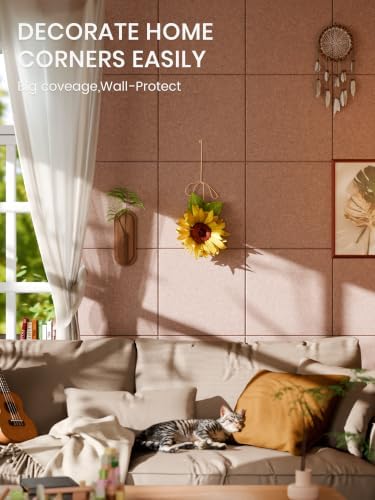 Bumusty 48"x 36" Large Felt Bulletin Board Tiles, Terracotta