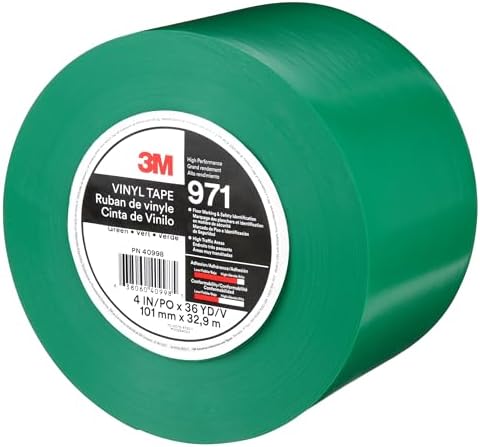 3M Durable Floor Marking Tape 971, Green, 4 in x 36 yd, 17 mil, 1 Roll