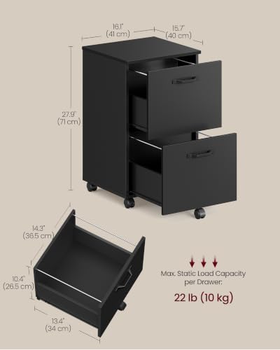 VASAGLE 2-Drawer File Cabinet, Small Rolling Filing Cabinet