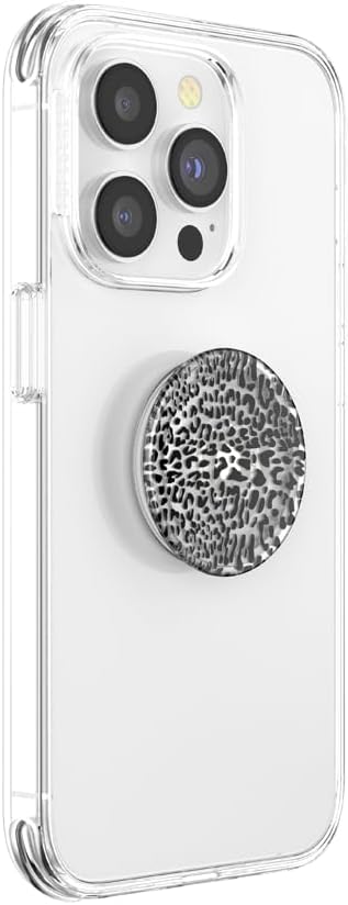 PopSockets Adhesive Phone Grip, Holder- Black Leopard | Secure Comfortable Hold, Anti-Drop, Kickstand, Plant, Cat, Leopard