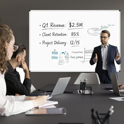 XBoard Magnetic Dry Erase Board 72 x 48 Inches Wall-Mounted, 6'x4' Whiteboard with Marker Tray, Aluminum Frame White Board for School Office and Home