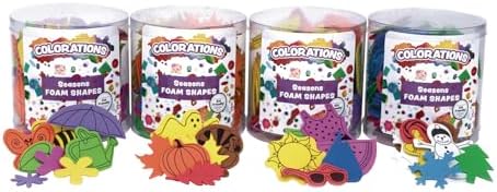 Colorations Seasonal Foam Shapes, Multicolor Set of 4 Buckets | Kids' Arts & Crafts Material