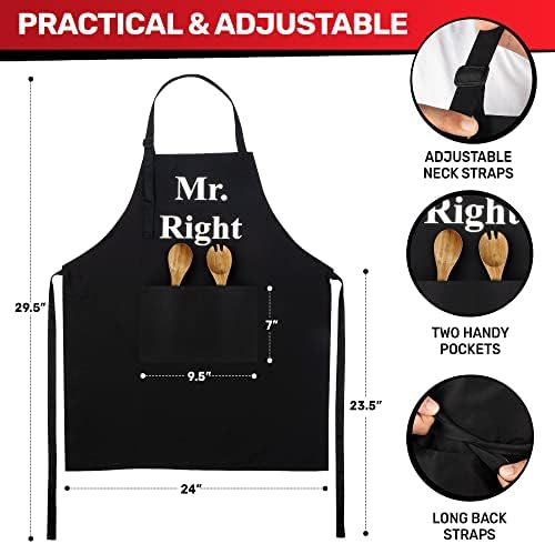 Prazoli Products Black & Red Apron Set - Bridal Shower Gifts | Mr and Mrs Aprons | Mr and Mrs Apron | His and Hers Aprons 50th Wedding Gifts