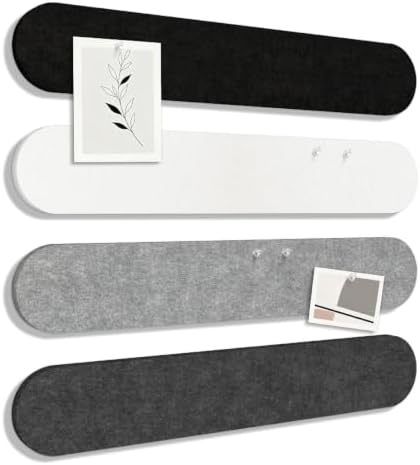Olanglab Felt Bulletin Board Strips 4-Pack 24"x16" with 50 Pins, Lunar Grey