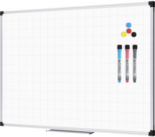 XBoard Magnetic Dry Erase Board with Grid Lines 48 x 36 Inches