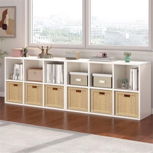 Lateral Filing Lumber Bookshelves Shelves Solid Wood Bookshelf, Floor-standing Storage Rack, Low Bookcase, Cube Storage Unit, Household TV Cabinet, Bay Window Cabinet White 38"L x 9"W x 26"H