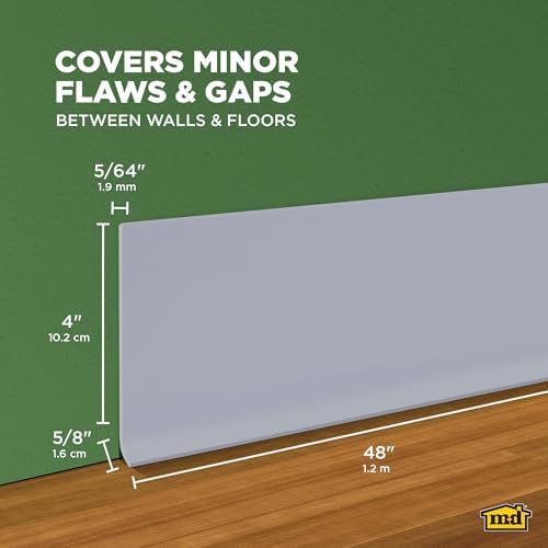 M-D Building Vinyl Wall Base, Dry Back, Silver Gray, 4in x 48in