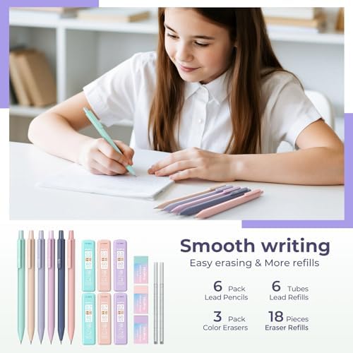 Nicpro School Supplies Stationary Set with Pencil Case, 39 PCS Purple | Back to Schoo Supplies, Pen Case with 12 Highlighter, 5 Gel Pen, 6 Mechanical Pencil, Essentials for College, Nursing Student