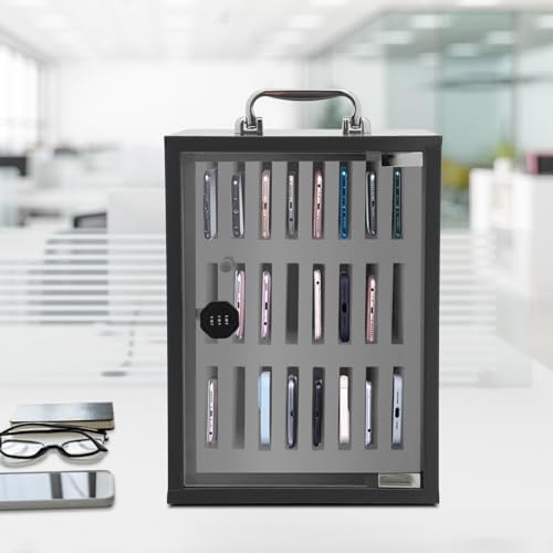 Cell Phone Cabinet,Aluminum Alloy Pocket Chart Cell Phones Storage Cabinet, Cell Phone Locker,Wall-Mounted with a Locked,for Classroom, Office, Gym (24 Slots-121)