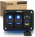 Nilight 2 Gang Rocker Switch Panel w/PD Type C and USB Socket Voltmeter