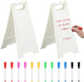 2 Pack a Frame Sandwich Board Sign with Dry Erase Surface, 24 x 12 Inch Double Sided Sidewalk Sign Chalkboard Easel Heavy Duty Plastic Dry Erase Poster Board for Outdoor Restaurant Cafe Menu (White)