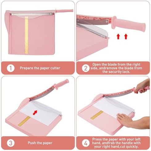 Paper Cutter, Paper Slicer with Safety Guard and Blade Lock, 12" Cut Length Guillotine Paper Cutter with 16 Sheet Capacity, Paper Cutters and Trimmers for Cardstock Cardboard