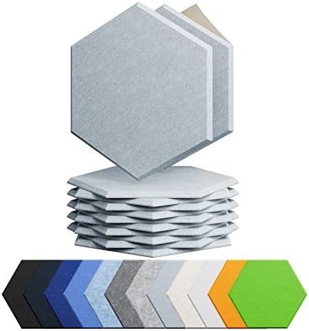12 Pack Hexagon Acoustic Panels Self Adhesive Sound Proof Foam(Blue Gray)
