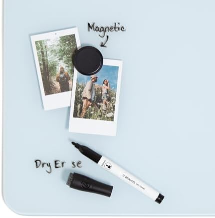 U Brands Glass Dry Erase Whiteboard, 12" x 12", Magnetic Surface, White