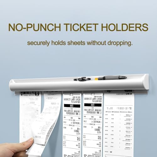 Ticket Holder for Restaurant Order Receipt Holders Strip(16 in, Silver, 2p)