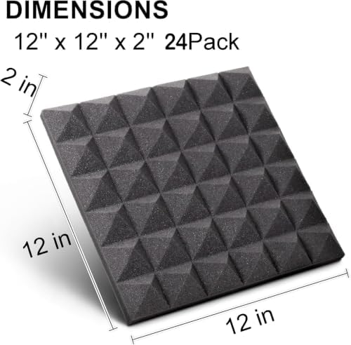 24 Pack Acoustic Foam Panels, 2''Thick Sound Proof Foam Panels for Walls