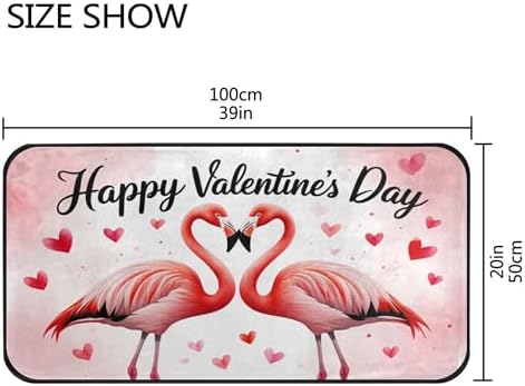 Aslsiy Flamingo Couple with Love (4) Kitchen Rug Kitchen Mats Valentines Floor Comfort Welcome Washable Non Slip Area Rug for Home Decor 39" X 20"