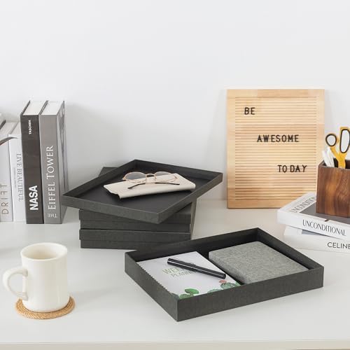 Soul & Lane - Letter Size Document Storage Boxes with Lids, Set of 3, Gray | Flat Cardboard Paper Organizers for Letters, Files, Photos and Crafts, Stackable Office Keepsake Storage for Manuscripts