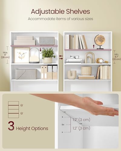 VASAGLE 4-Tier Bookshelf, Storage Organizer, 31.5 x 9.4 x 42.5 Inches