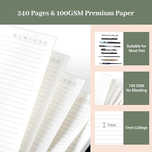 Yoment Discbound Lined Refills for 8.58 x 11 Hardcover Notebook, Spiral Journal Notebook for Office Work Meeting Planner, for School Students Class Notes, Large