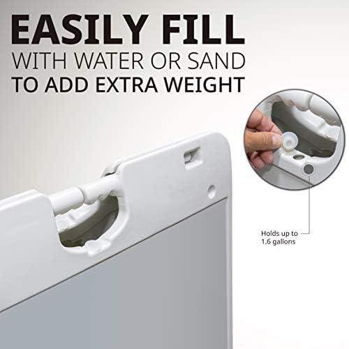 Jumbl A-Frame Signboard 15.7” x 26” Display Surface – Small Outdoor Sandwich Board w/Weather Resistant PVC Sign Protector & Sand Fill Holes – Dual Signage Stand for Storefront Sidewalk Curb (White)