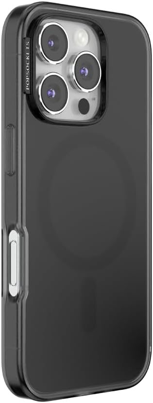 PopSockets iPhone 16 Pro Phone Case with MagSafe- Black Translucent | Magnetic, Wireless Charging, Camera & Drop Protection, Black, Electronic Accessories, For iPad/Kindle/iPhone/Android
