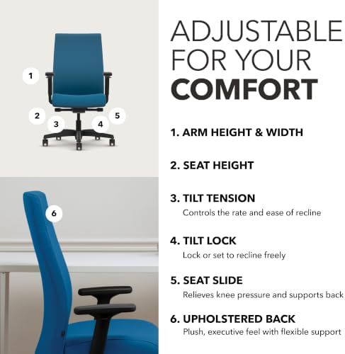 HON Ignition 2.0 Ergonomic Office Chair, Lumbar Support, Peacock