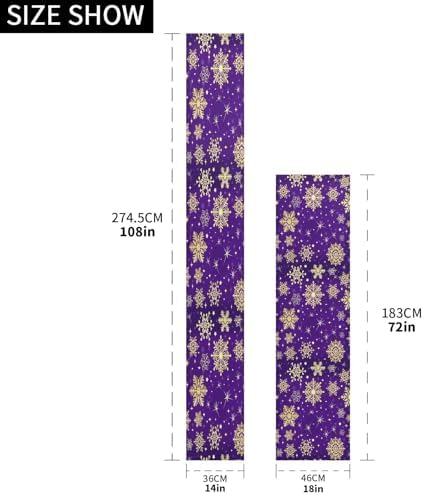 ALAZA Double-Sided Winter Violet Purple with Gold Snowflakes Christmas Table Runner 18x72 Inches Long,Table Cloth Runner for Wedding Birthday Party Kitchen Dining Home Everyday Decor