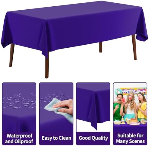 CXPSINC 54 Inch X 100 Feet Plastic Table Cover Roll Disposable Tablecloth with Slide Cutter for All Type/Shape Tables | Party, Banquet, Birthdays, Weddings(Dark Purple, 100 Feet)