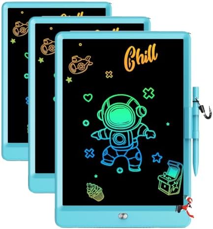 Bravokids Toys for 3-6 Years Old Girls Boys, LCD Writing Tablet 10 Inch Doodle Board, Electronic Drawing Pads, Educational Birthday Gift for 3 4 5 6 7 8 Years Old Kids Toddler (Blue) (Pack of 3)