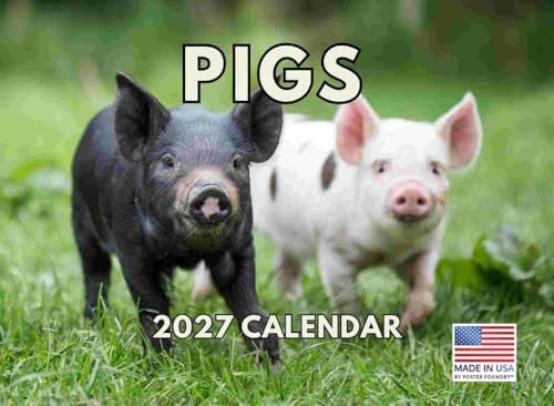 Pig Calendar 2027 Monthly Wall Calender 12 Month | American Made In The USA